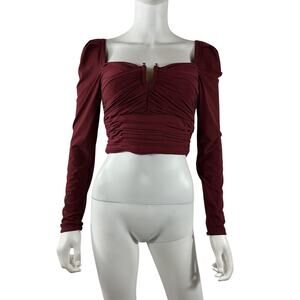 Self-Portrait 'Gathered' Red Jersey Crop Top Size 2